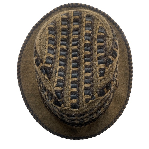 Daniel Meucci Wool,weaved brown,black,square pattern,Fedora - Picture 5 of 5